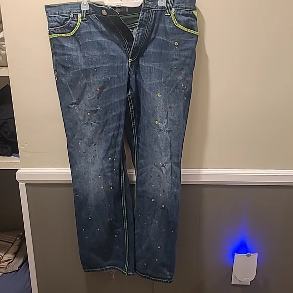 COOGI Vintage Y2K Paint Splattered Mens Jeans Size 38x34 - Picture 11 of 13